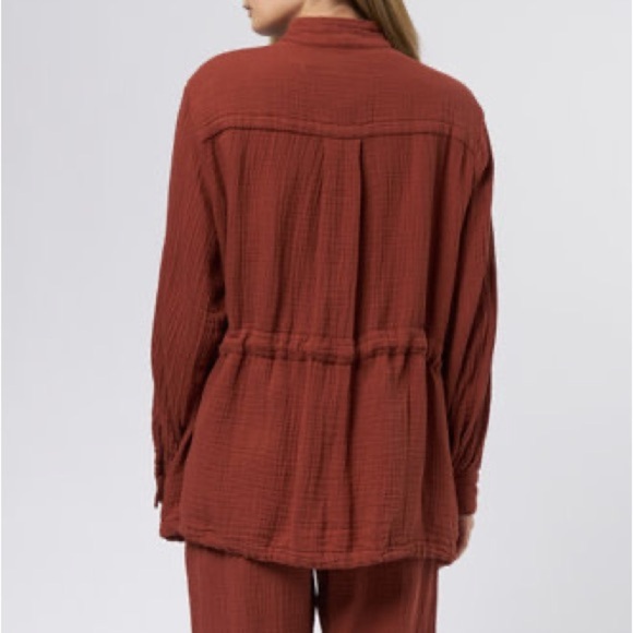 Raquel Allegra Terracotta Utility Jacket Cotton Gauze Size M - Picture 5 of 11